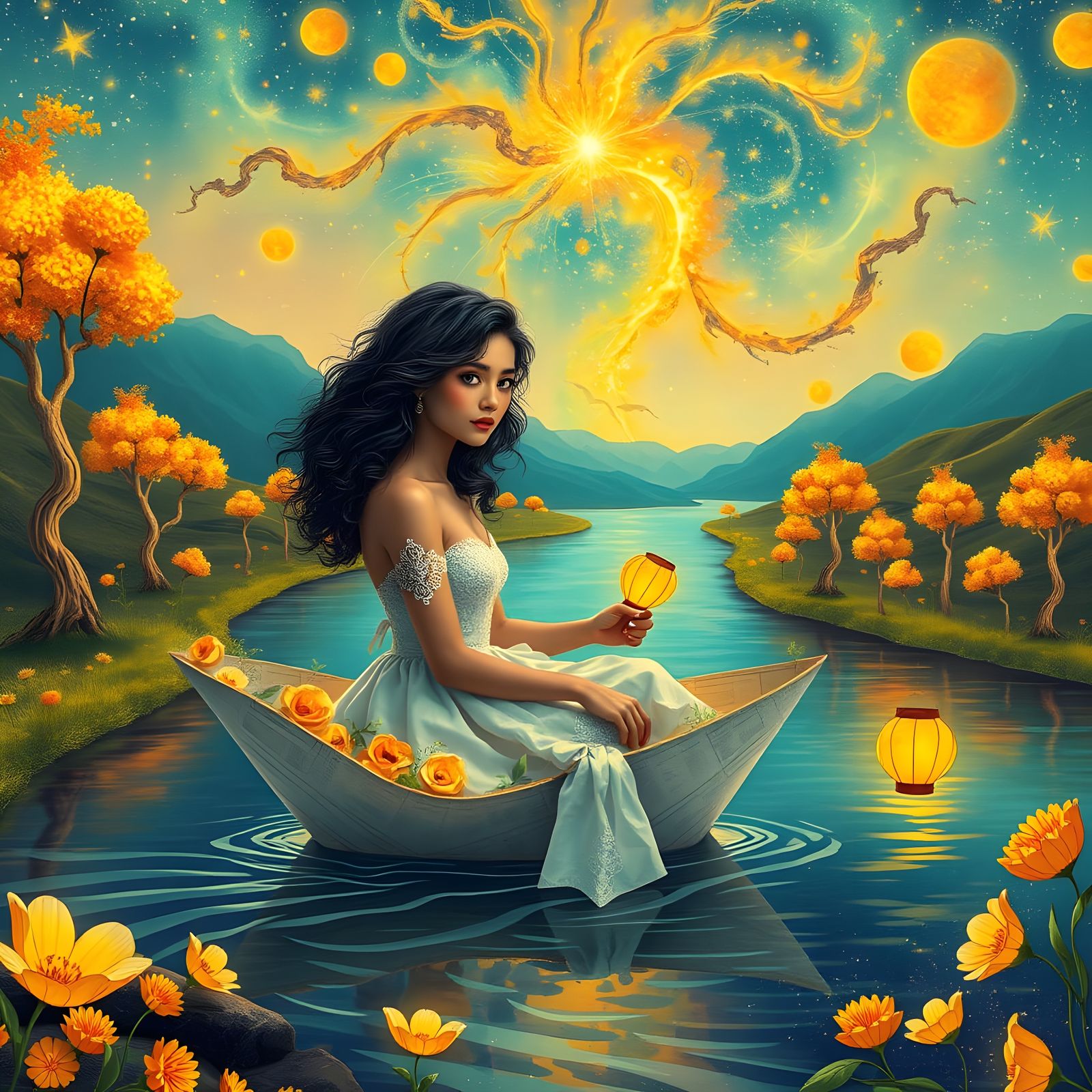 Surrealistic Fantasy Landscape with Kaleidoscope Eyes