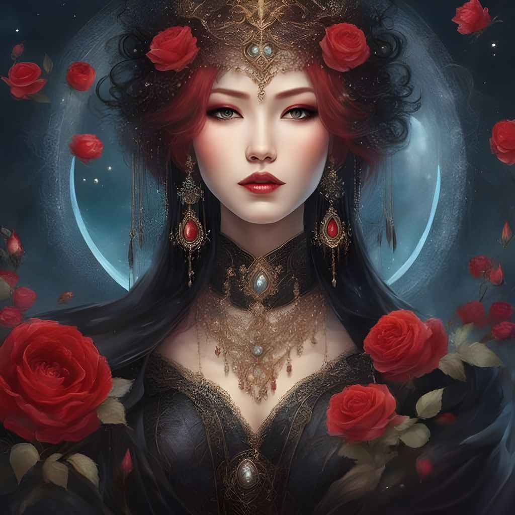 Gothic Princess Portrait in Space, Dark Fantasy Art