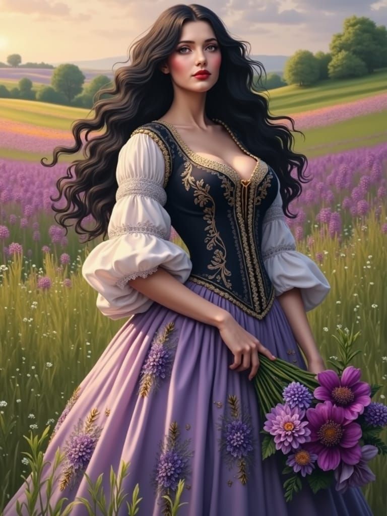 Portrait of a Stunning Lady in Lavender Hues
