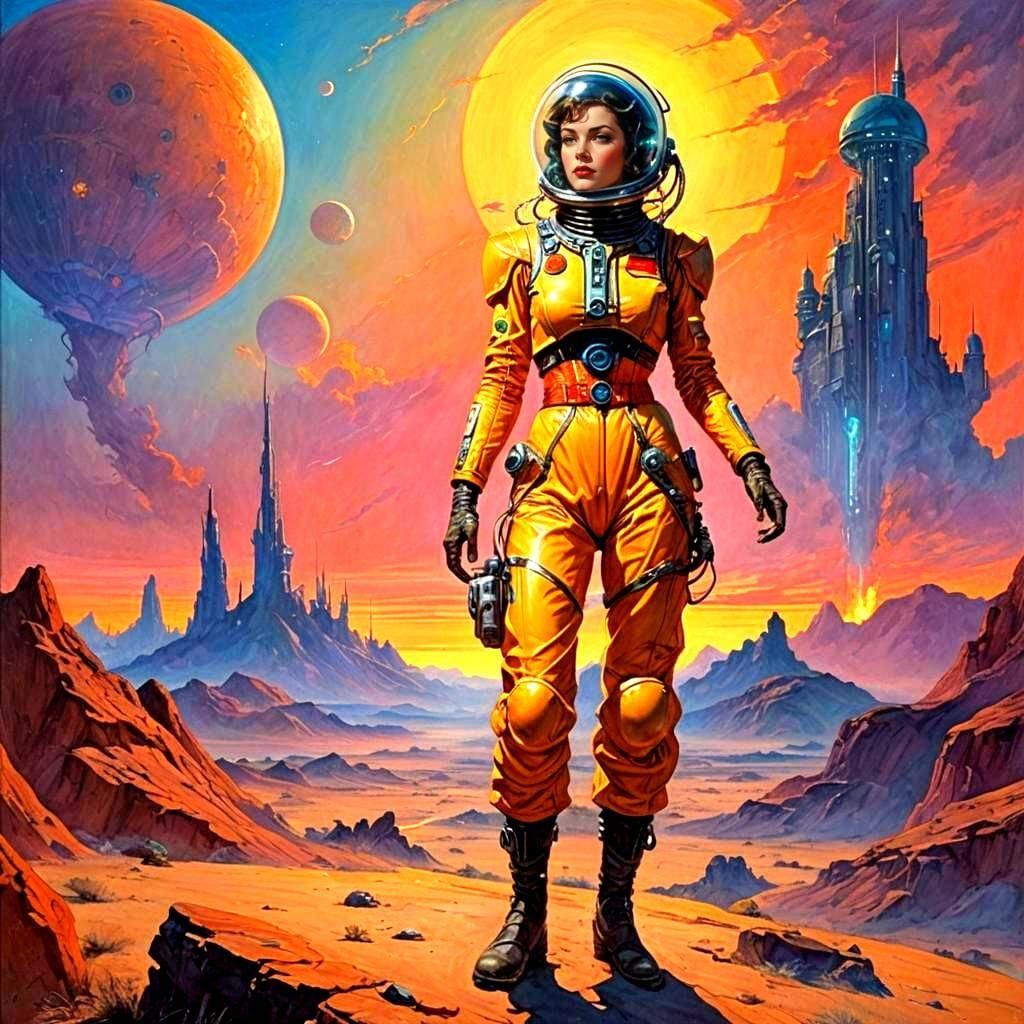 Retro Sci-Fi Cover: Woman on Alien World