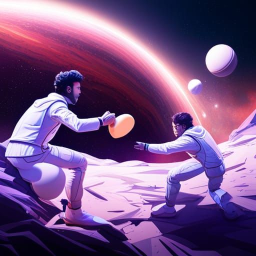 ping pong match in space
