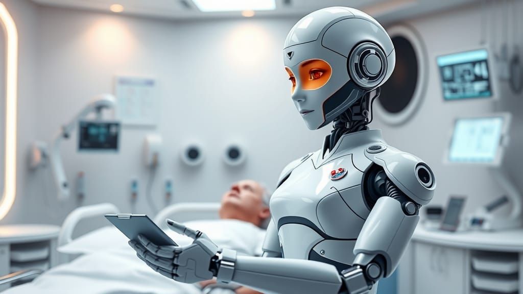 Futuristic Robot Nurse Rosie in High-Tech Medical Room