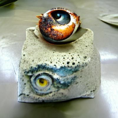 Raku Fired Ceramic Eye Close-Up