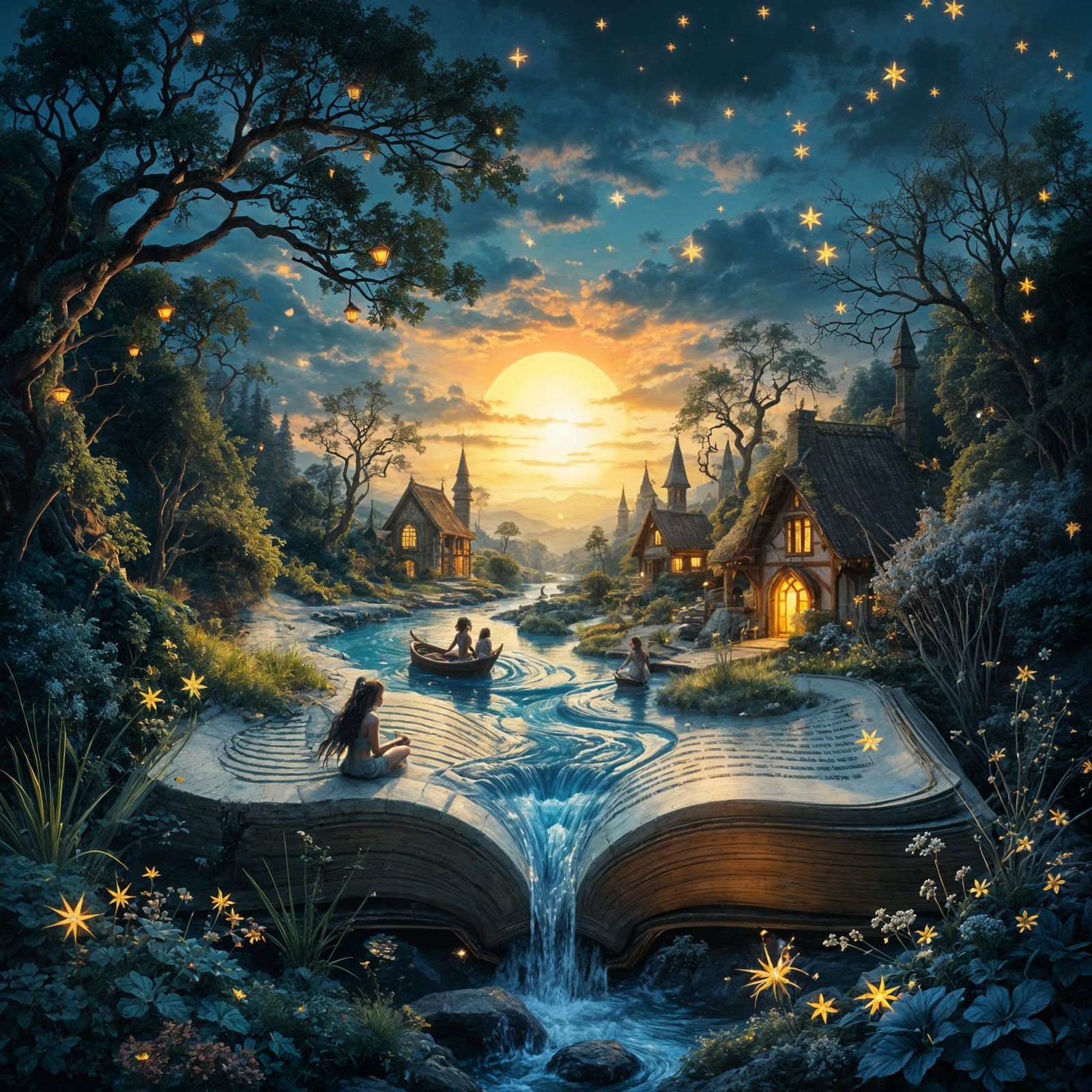 Miniature World Within Glowing Ancient Book