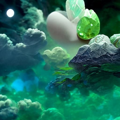 Whimsical Emerald Moon Sweets Dance in Midair