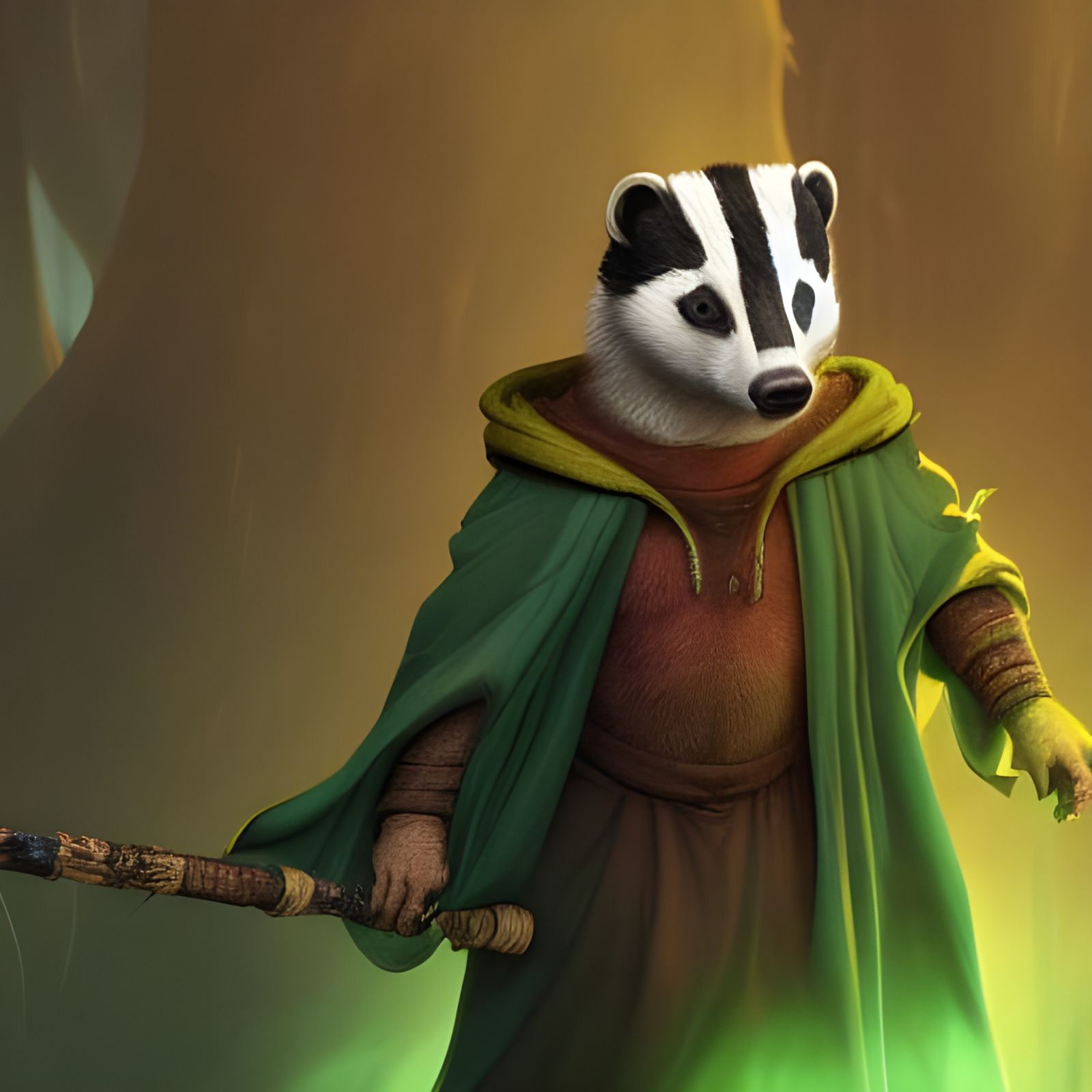 Badger-Headed Sorcerer in Detailed Matte Painting Style