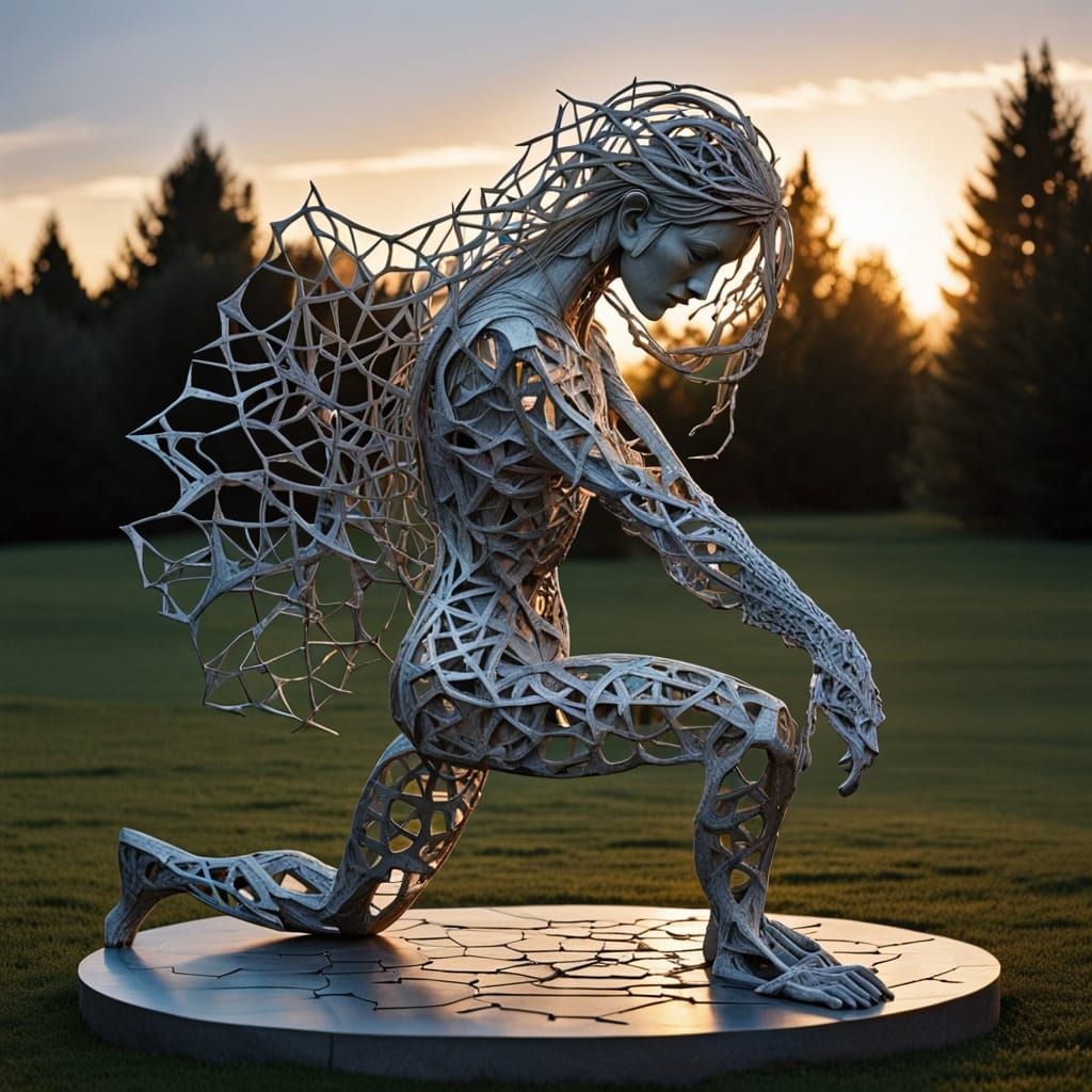 Surreal Fragmented Sculpture in Bio Art Aesthetic