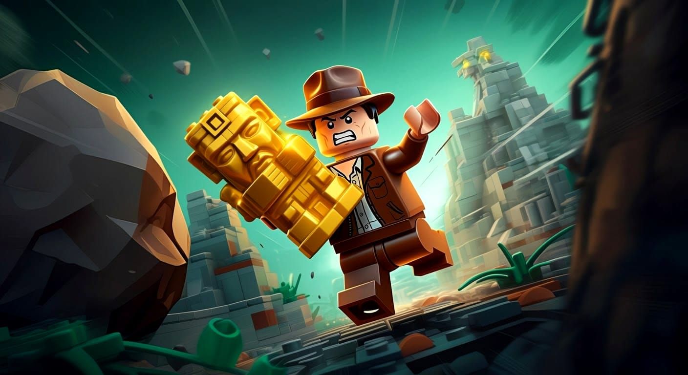 Lego Indiana Jones Adventure in Vibrant Anime Style