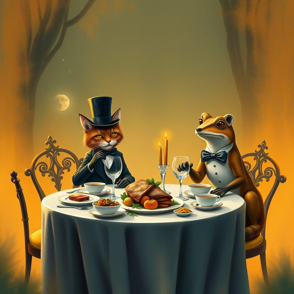 Whimsical Dinner Scene in Fantasy Style