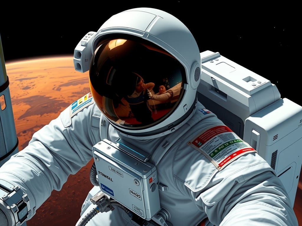 Spacewalker on Mars in Photorealistic Style