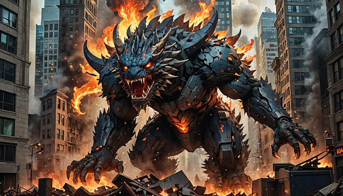 Kaiju Word “NO” Attacks Montreal: Ghibli-Inspired Art