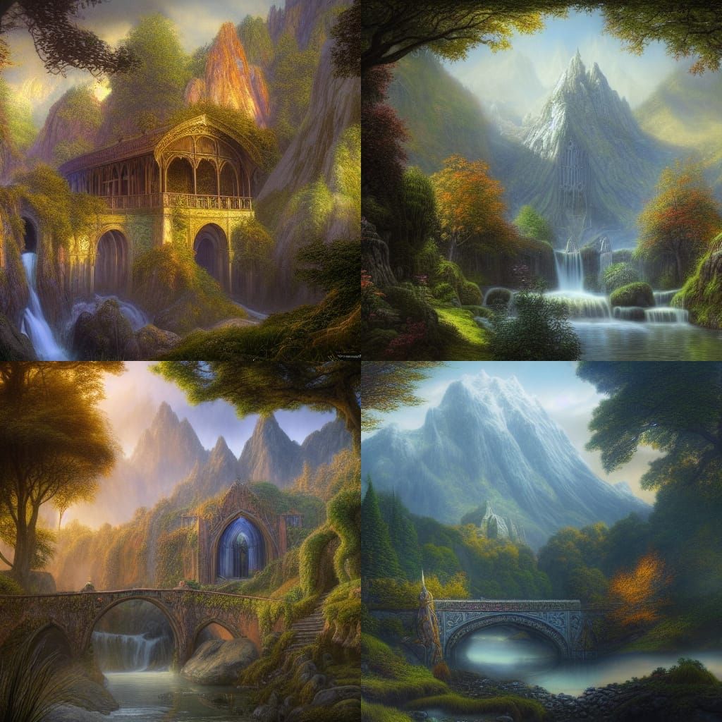 Rivendell in Detailed Matte Painting Style