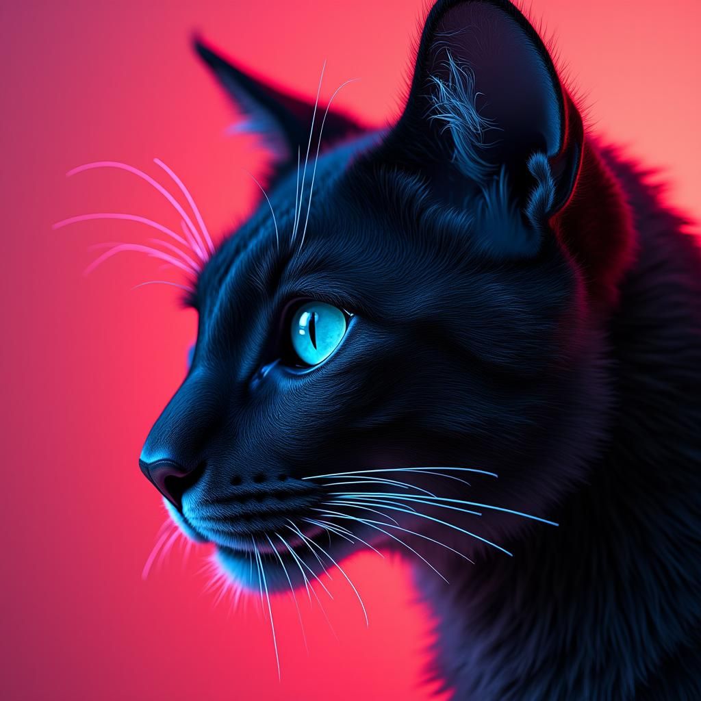 Abstract Cat Face in Hyperrealistic Digital Art Style