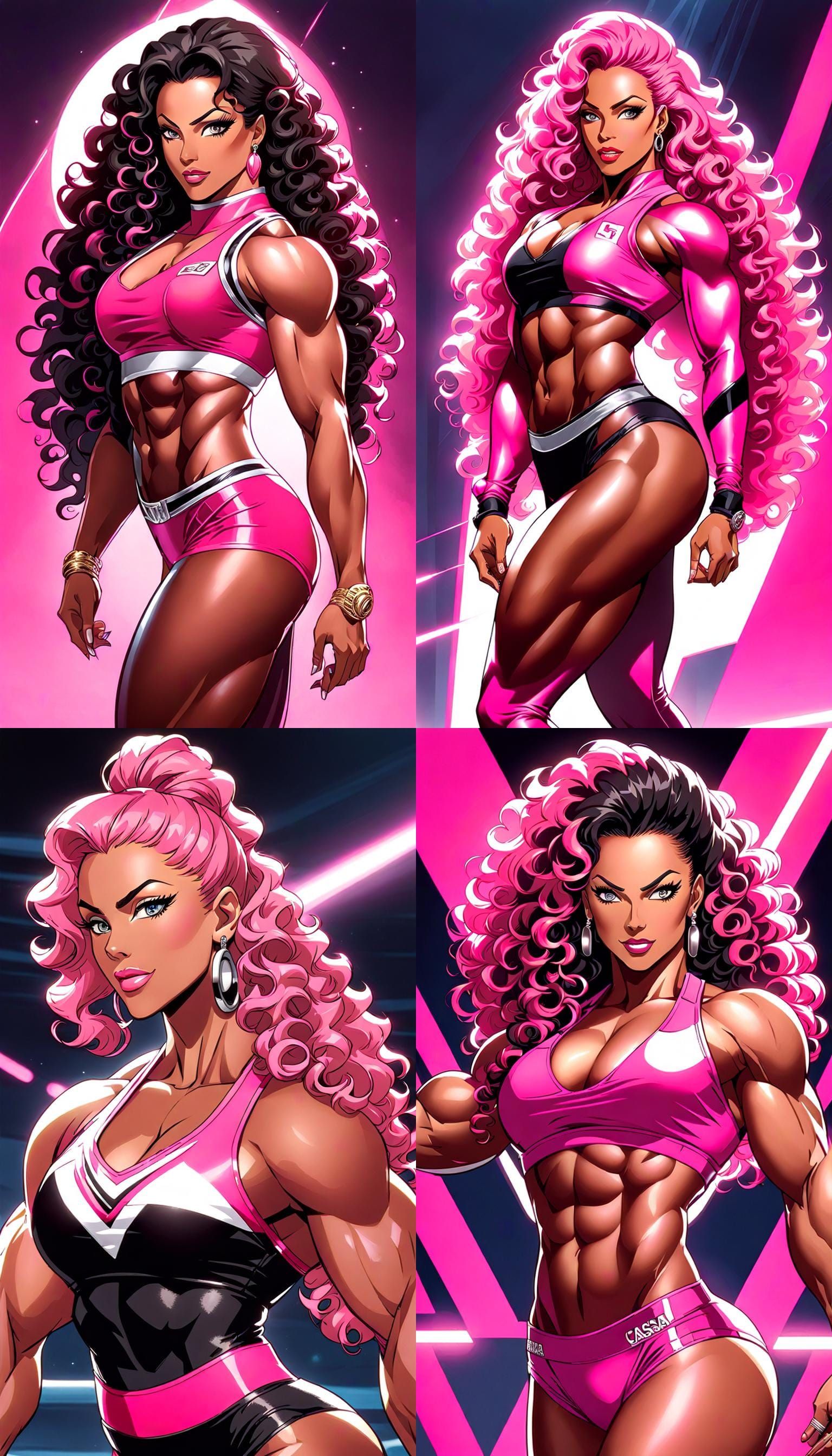 Anime-Style Illustration of a Brazilian Bodybuilder