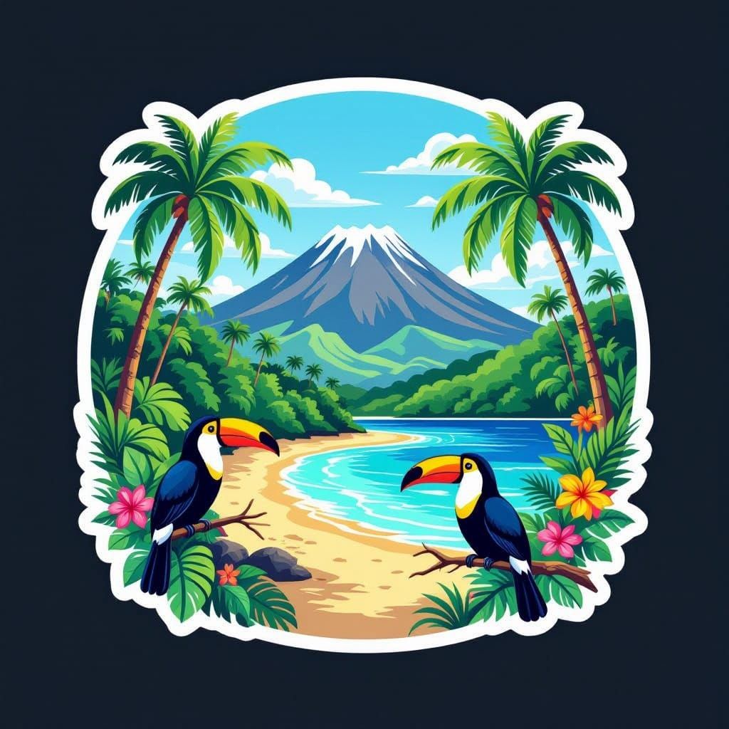 Vibrant Costa Rica Travel Sticker Design