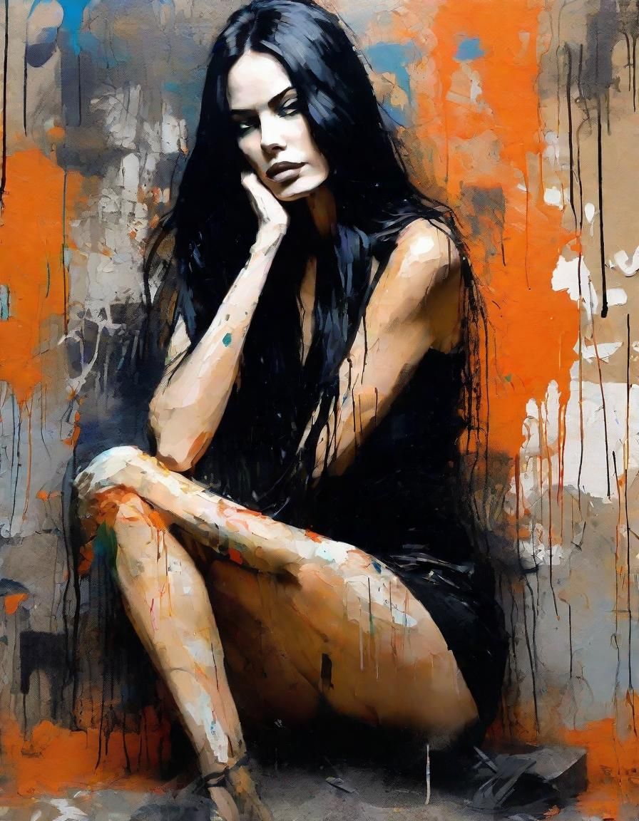 Sensual Woman Portrait with Impasto and Graffiti