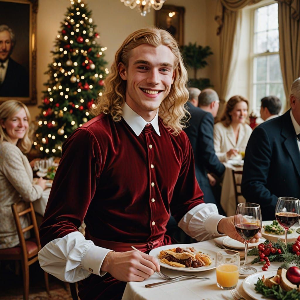 Elegant Christmas Ballerina in Velvet Red