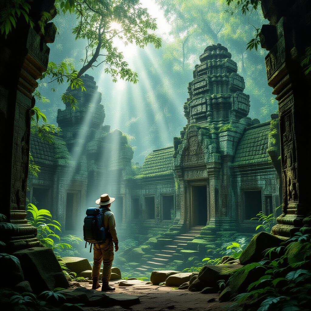 Explorer Discovers Ancient Jungle Temple in Ethereal Light
