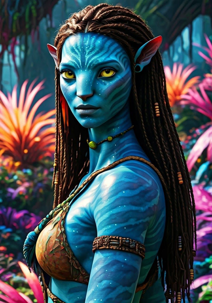 Majestic Female Na'vi in Iridescent Pandora Forest