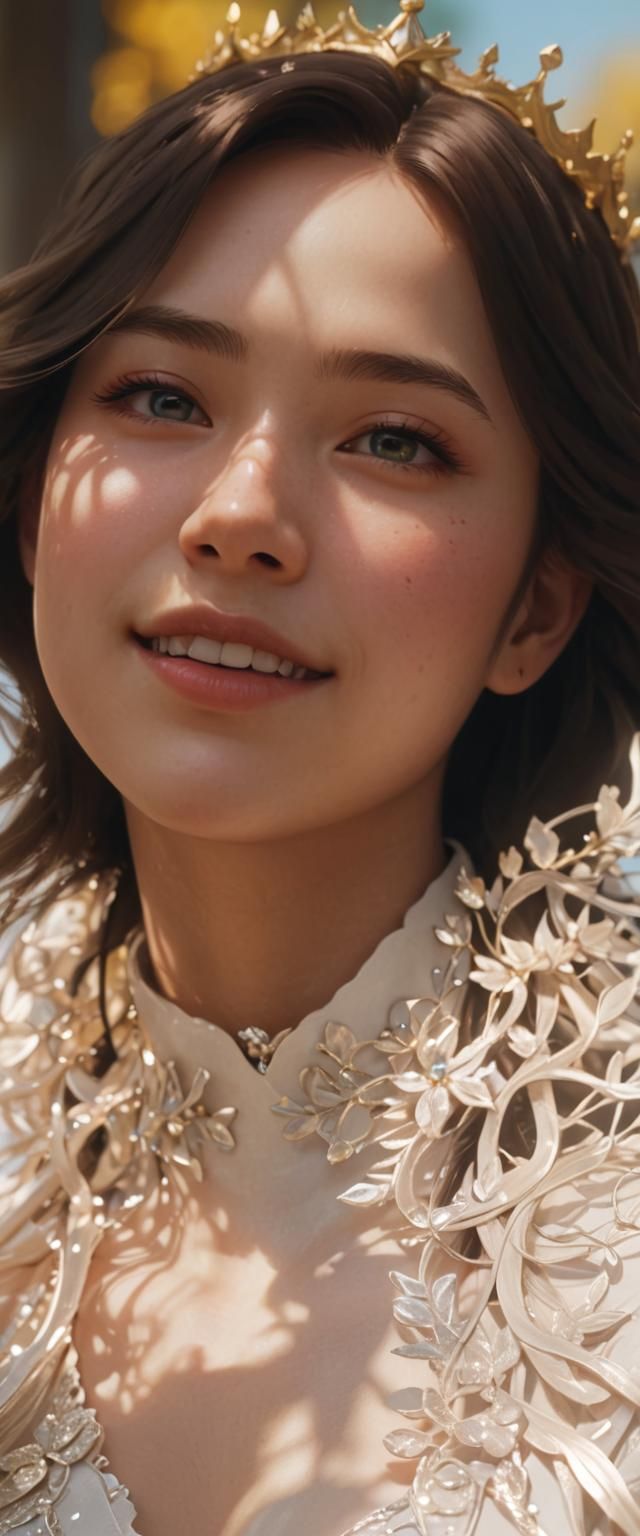 Anime Woman with Crown in 3D Portrait