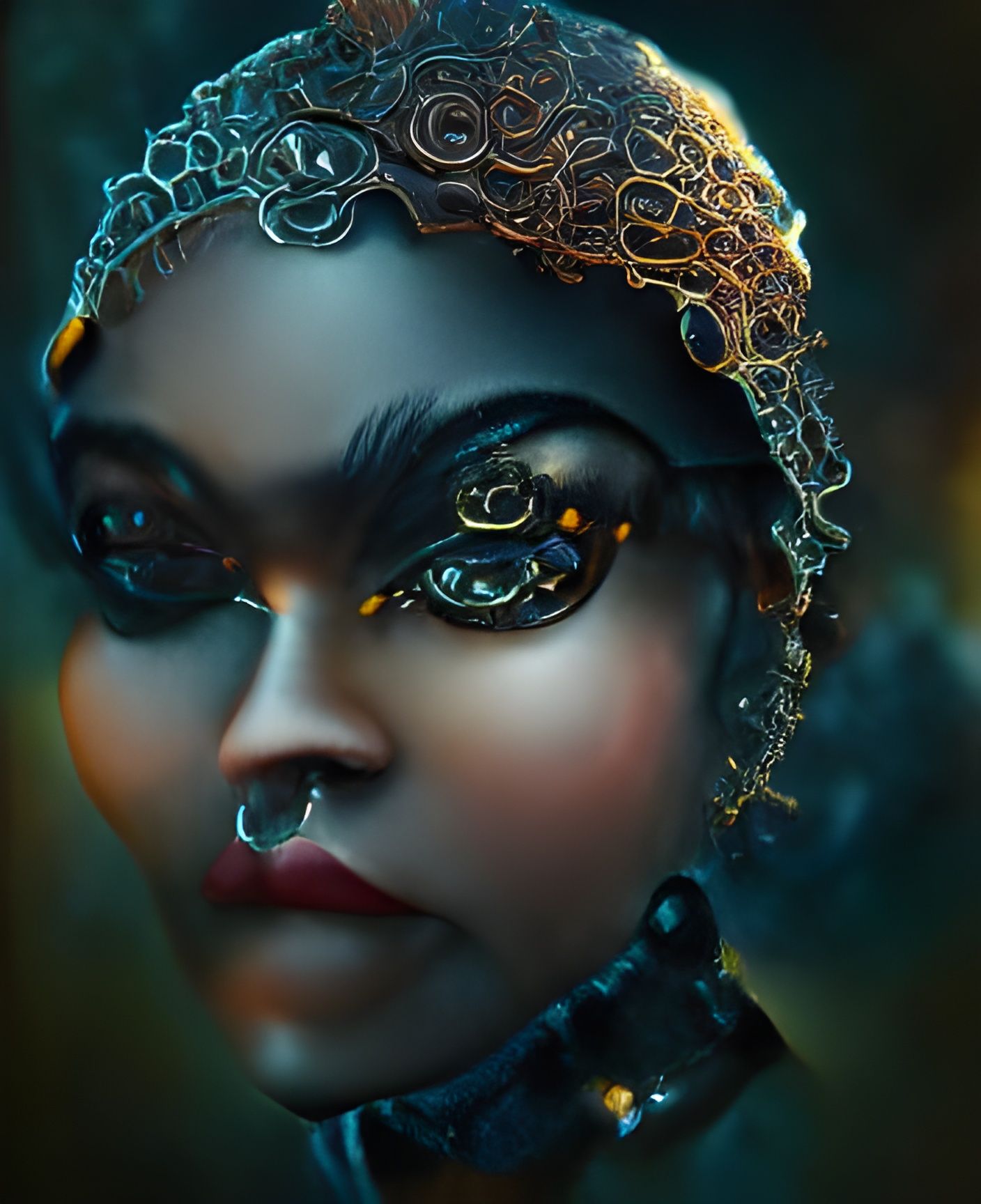 Steampunk Black Magic Woman Digital Illustration