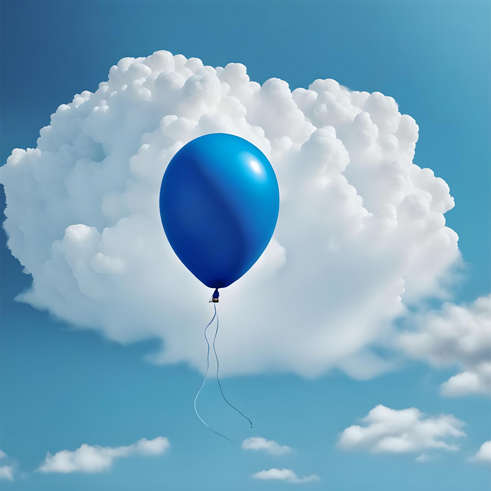 Hyperrealistic Blue Balloon in Celeste Sky
