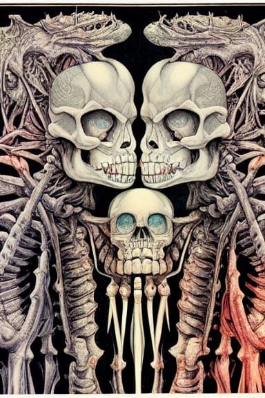 Grotesque Skeletons in Detailed Mixed Media Illustration