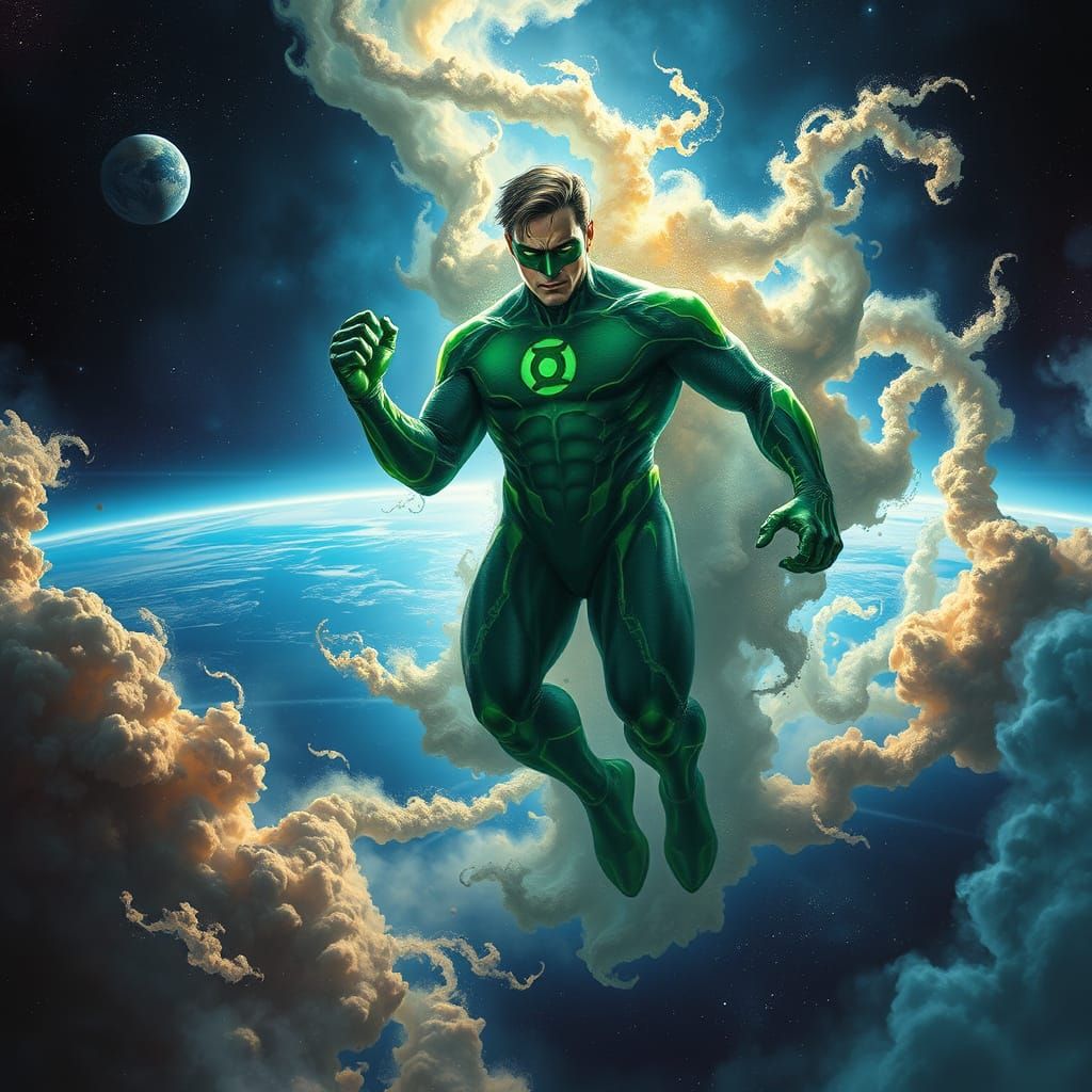 Cosmic Green Lantern in Epic Fantasy Style
