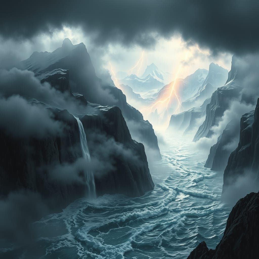 Fjords in Epic Thunderstorm Turmoil