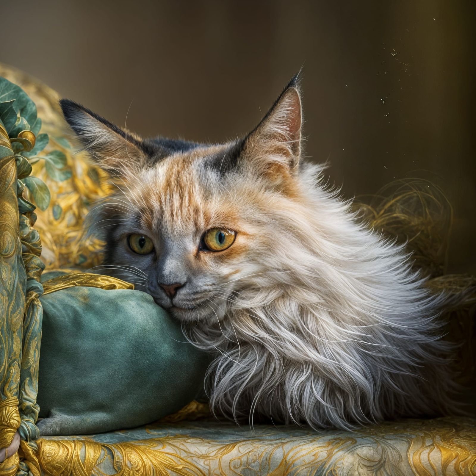 Cats on Antique Furniture with Dreamlike Details