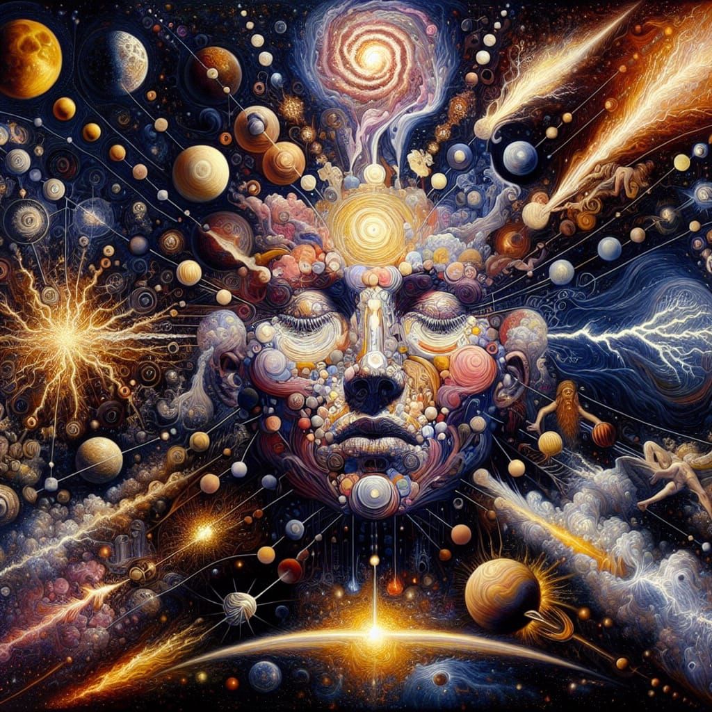 Cosmic Face Optical Illusion in Mannerist Style