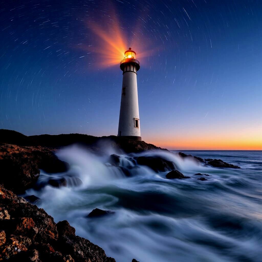 Lighthouse in Whirling Light Painting