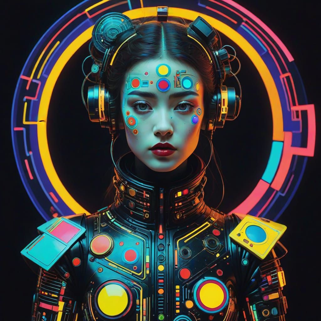 Cyberpunk Masterpiece in Vibrant Neon Colors