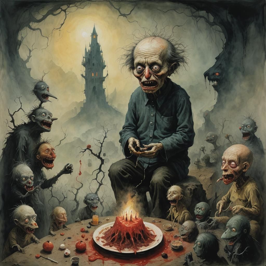 Scary Story Illustration in Gouache and Watercolor