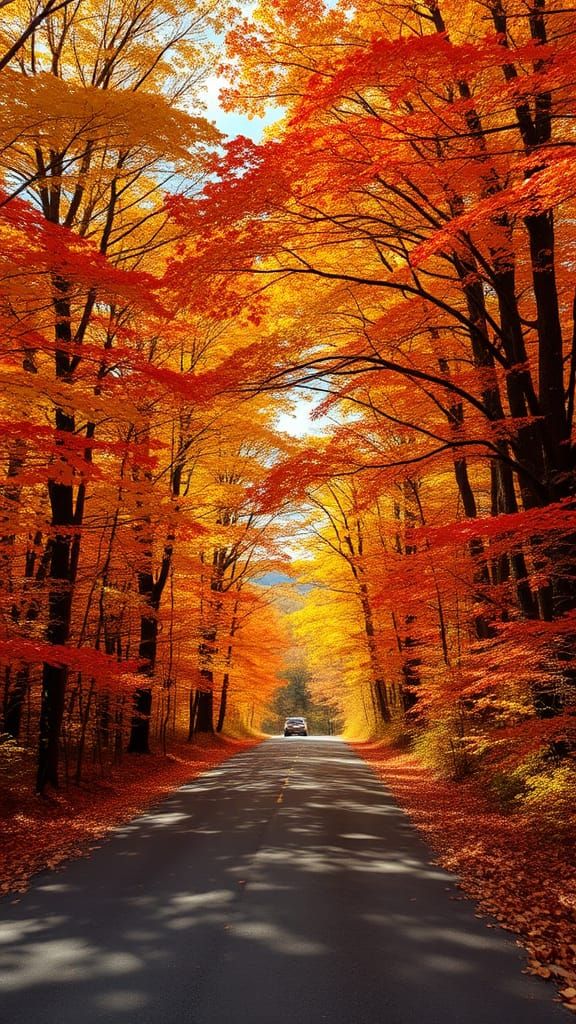 Autumn Road Through Colorful Forest Landscape