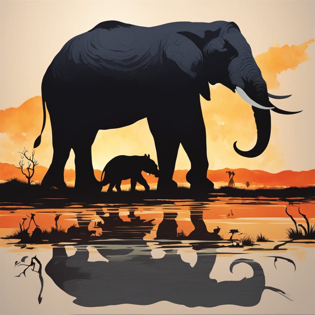 Surreal Silhouettes Walk into a Vibrant Sunset in Ultramoder...