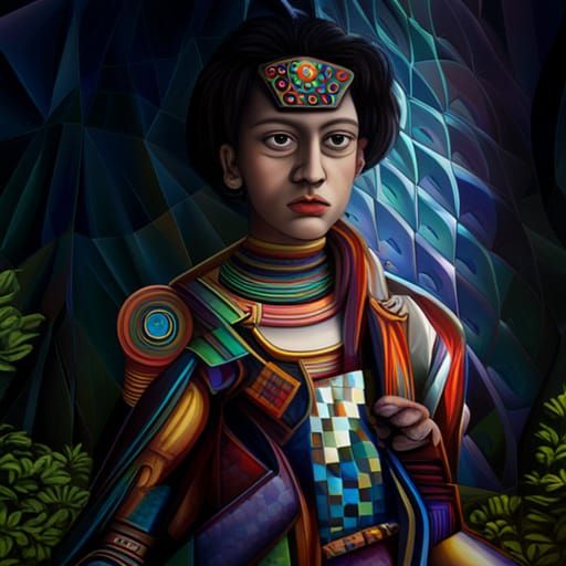 Aztec Deity in Modern Fashion, Digital Art