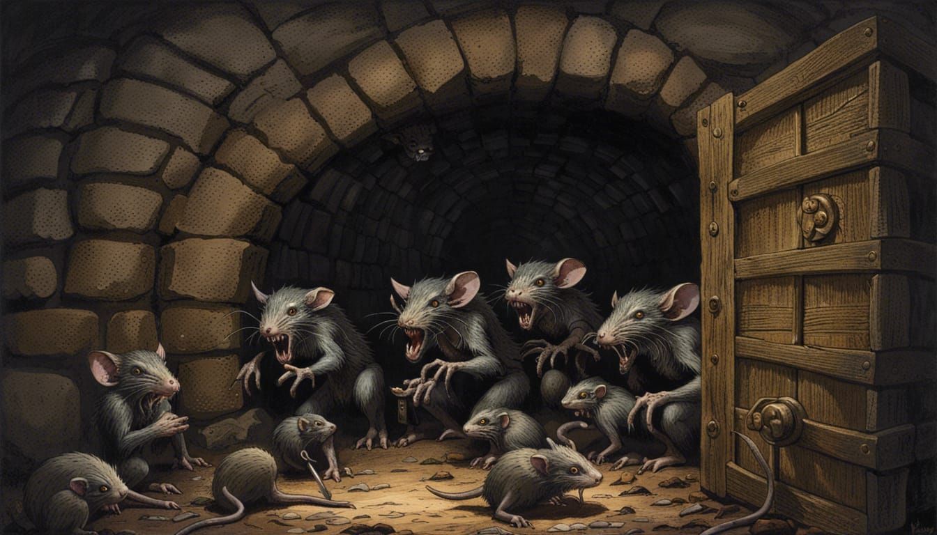 Grim Warhammer Cellar with Skaven Rats