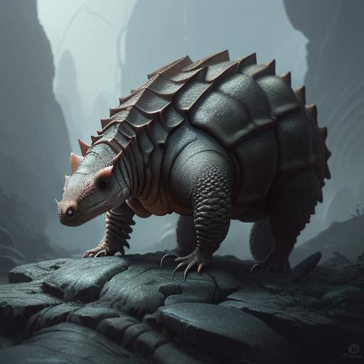 Trilobite Armadillo in Tourmaline Ecosystem: Digital Concept...