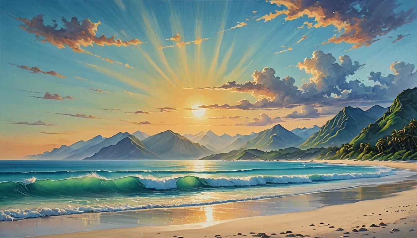 Mountains Meet Ocean: A Tranquil Dawn Landscape