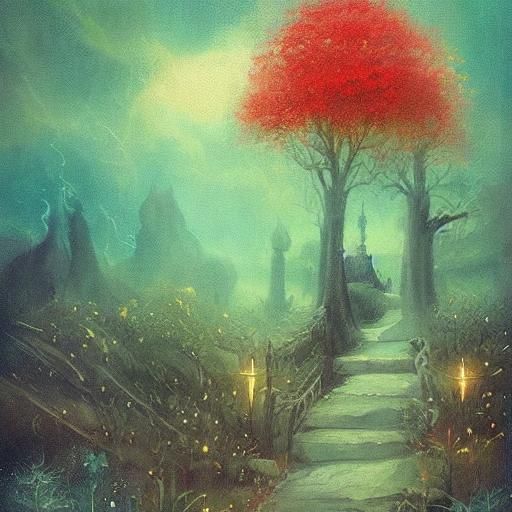 Flaming Arrow Points to Teapot Portrait in Oil Painting