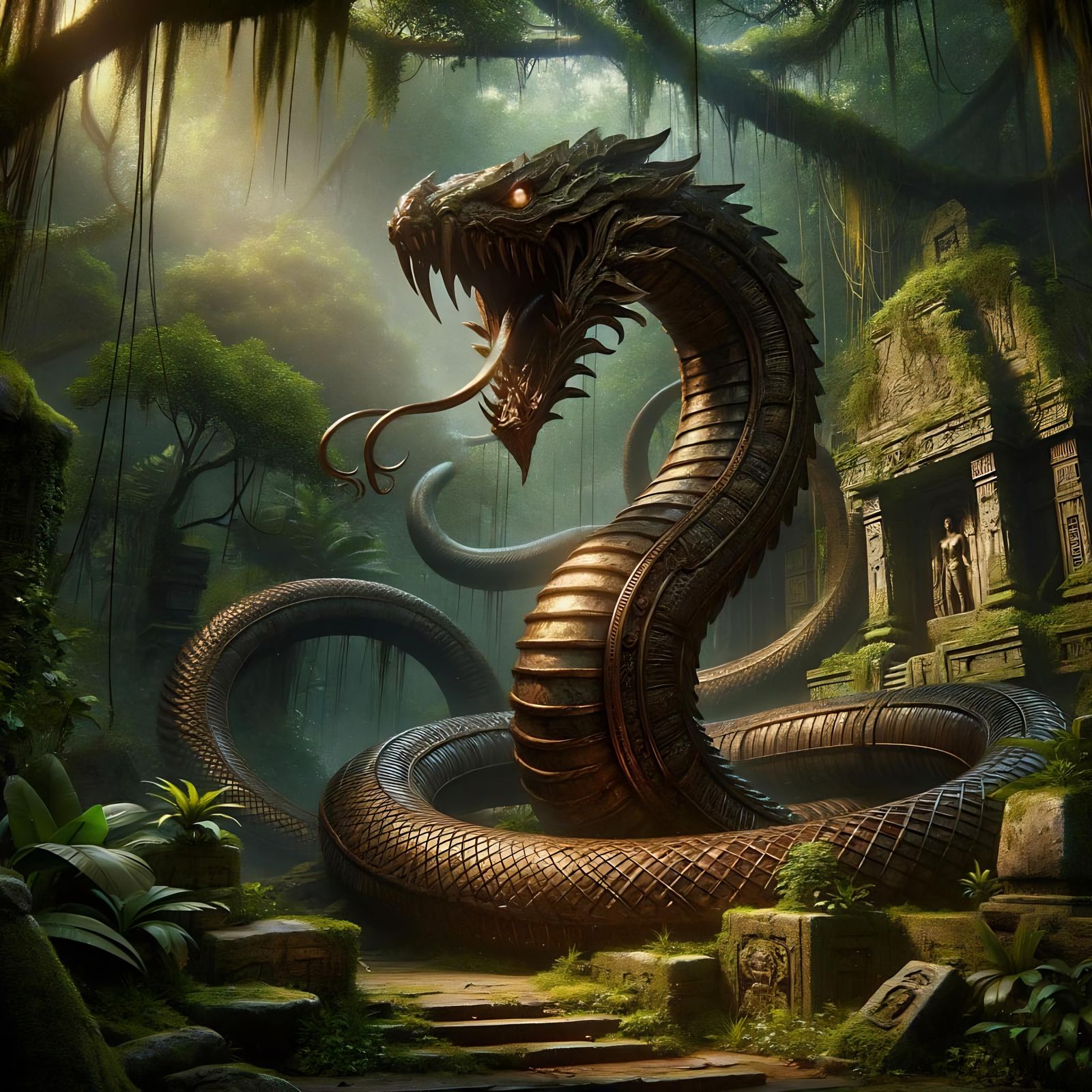 Bronze Serpent Guardian of the Jungle Temple
