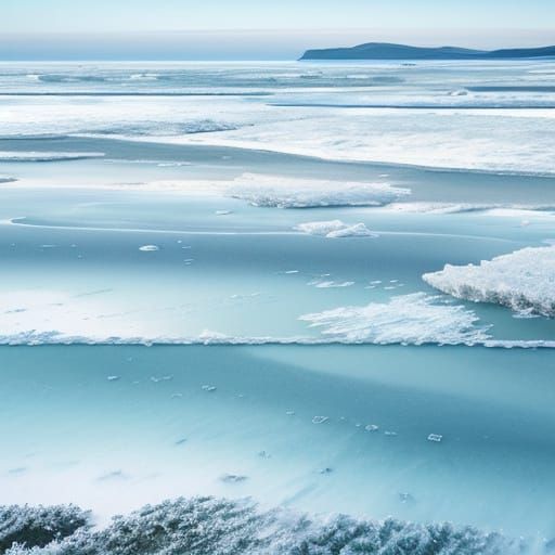 Serene Winter Beach in Watercolor Style