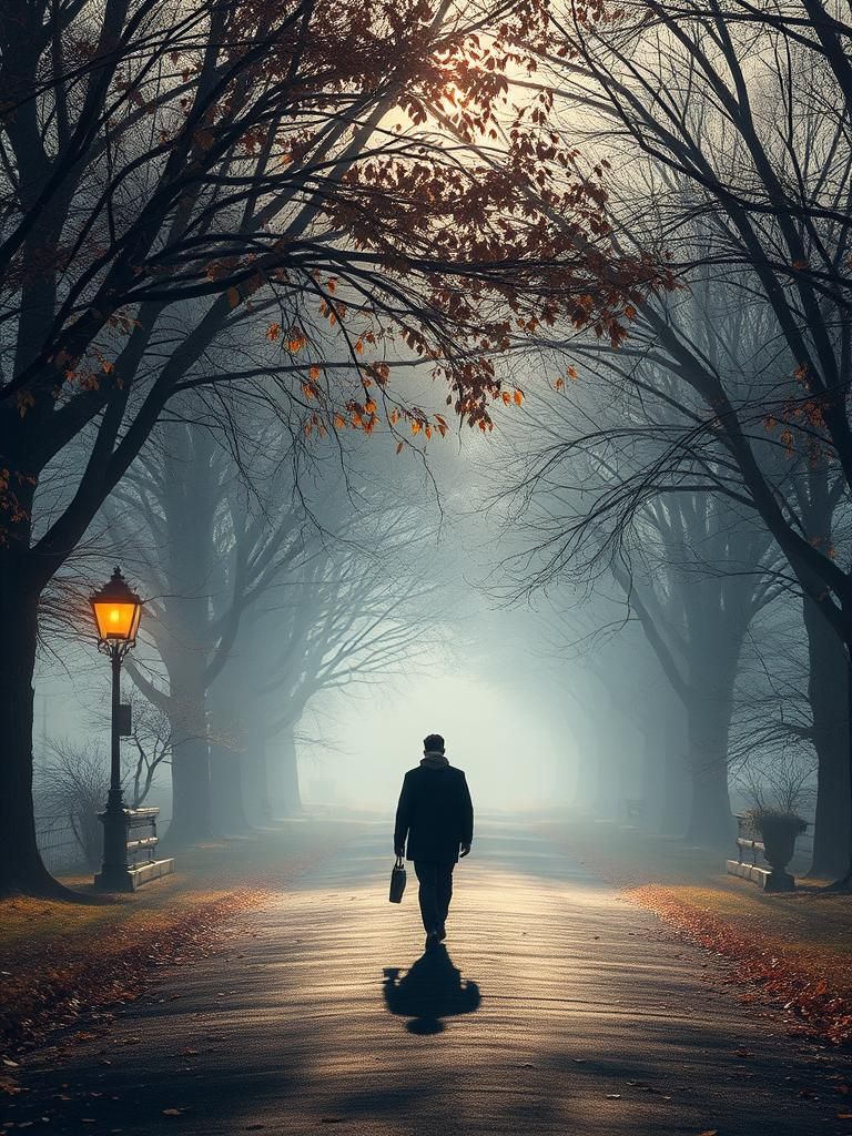 Autumn Morning Walk in Fantasy Art Style