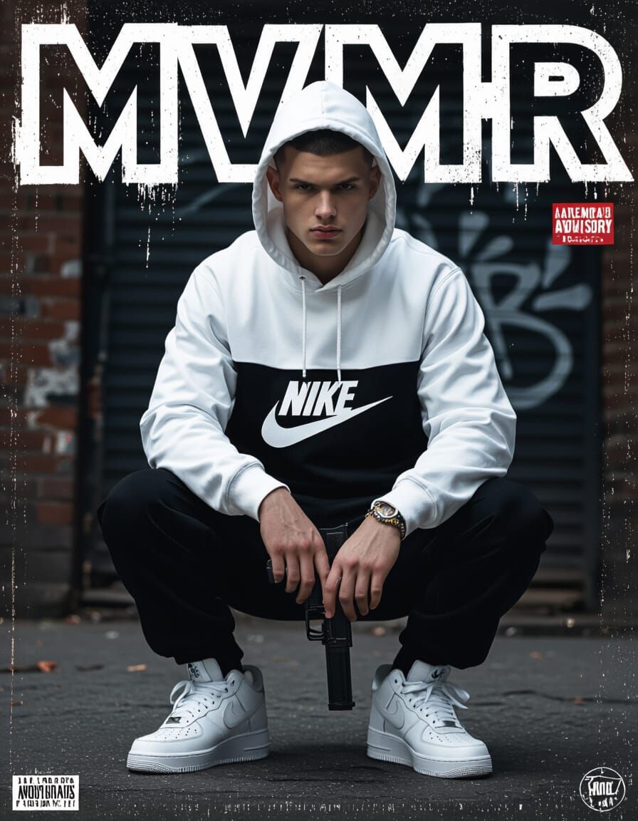 Gritty Urban Album Cover Art in Basquiat Style