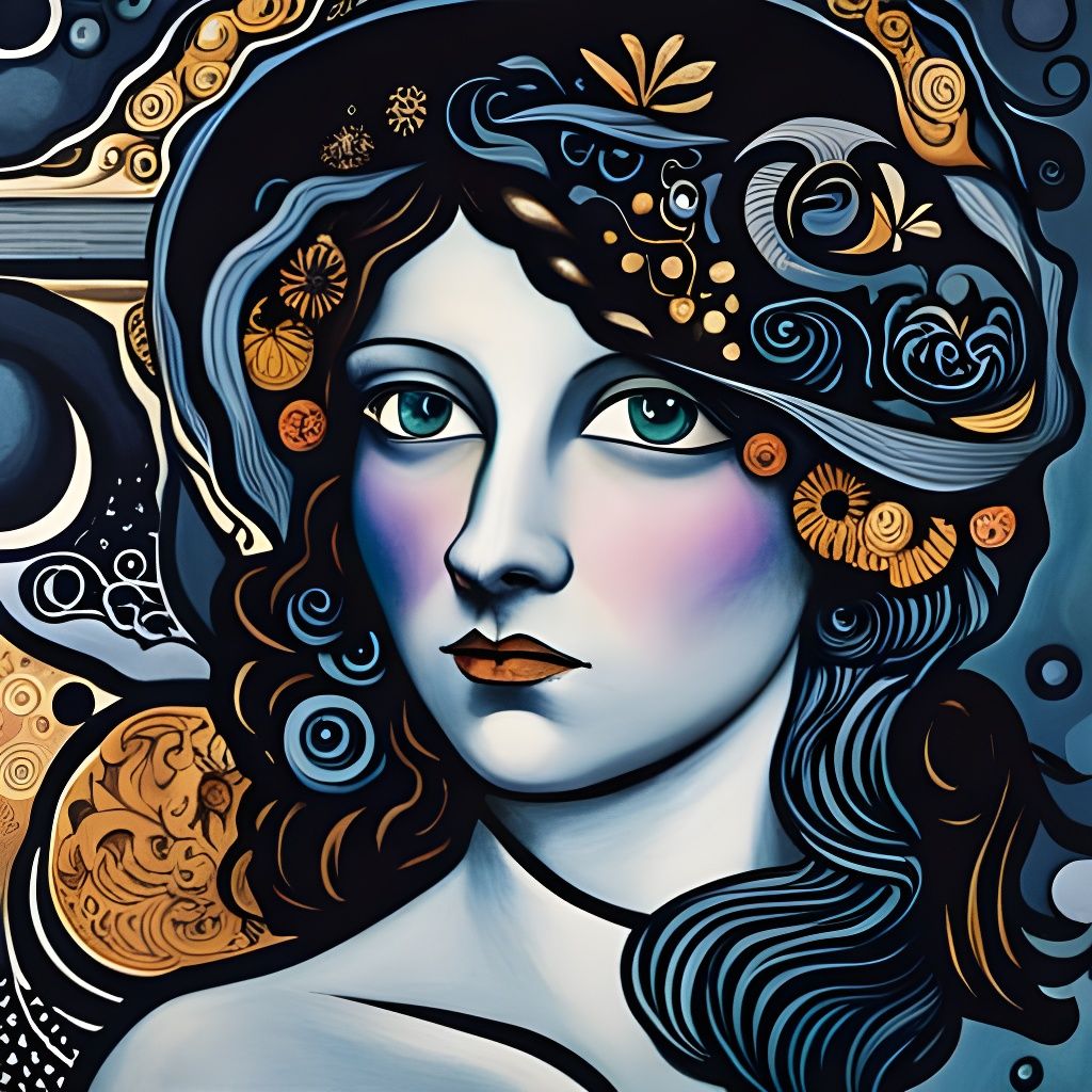 Ethereal Celestial Night Portrait in Digital Illustration