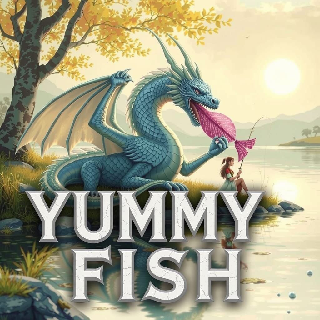 Silver Dragon's Lakeside Nap: Whimsical Fantasy Art