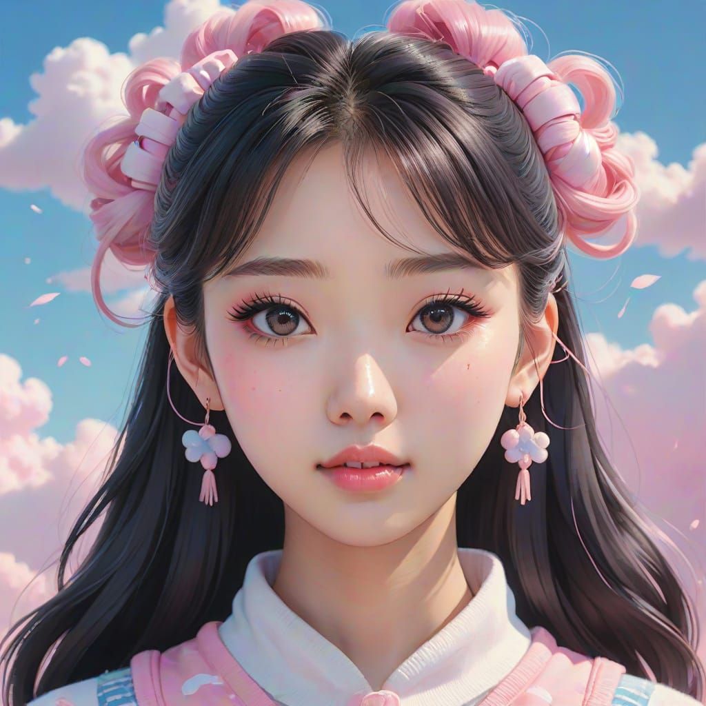 Dreamy Anime Portrait in Pastel Colors