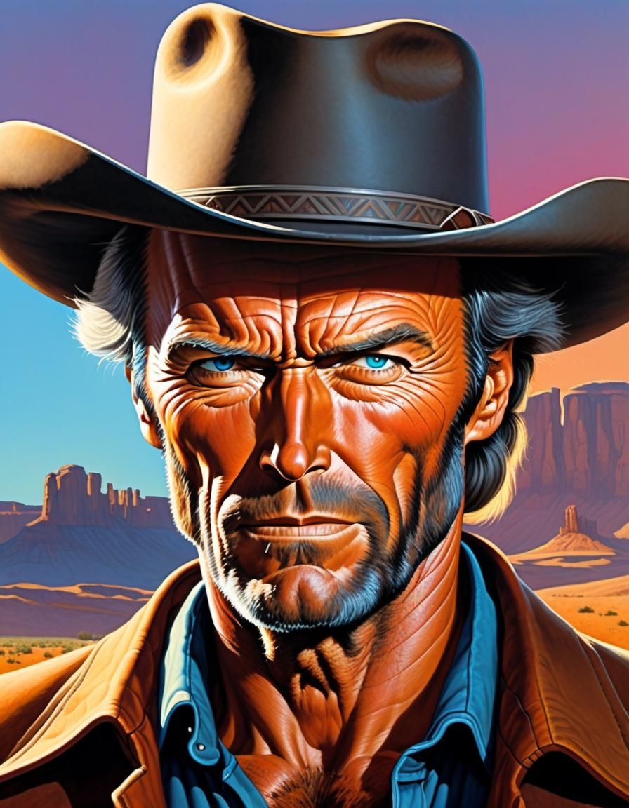 Clint Eastwood Cowboy portrait