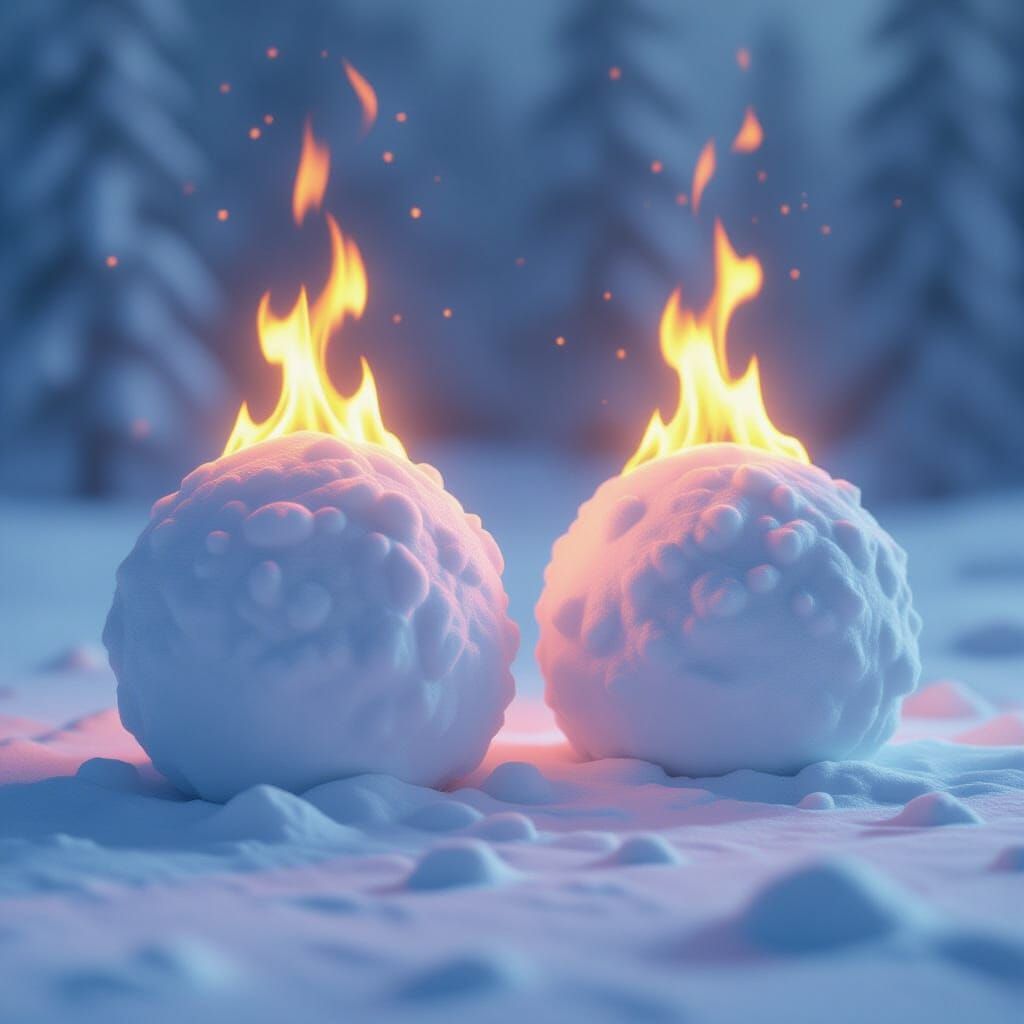 Snowballs Ablaze: A Hyperrealistic Item Rendering